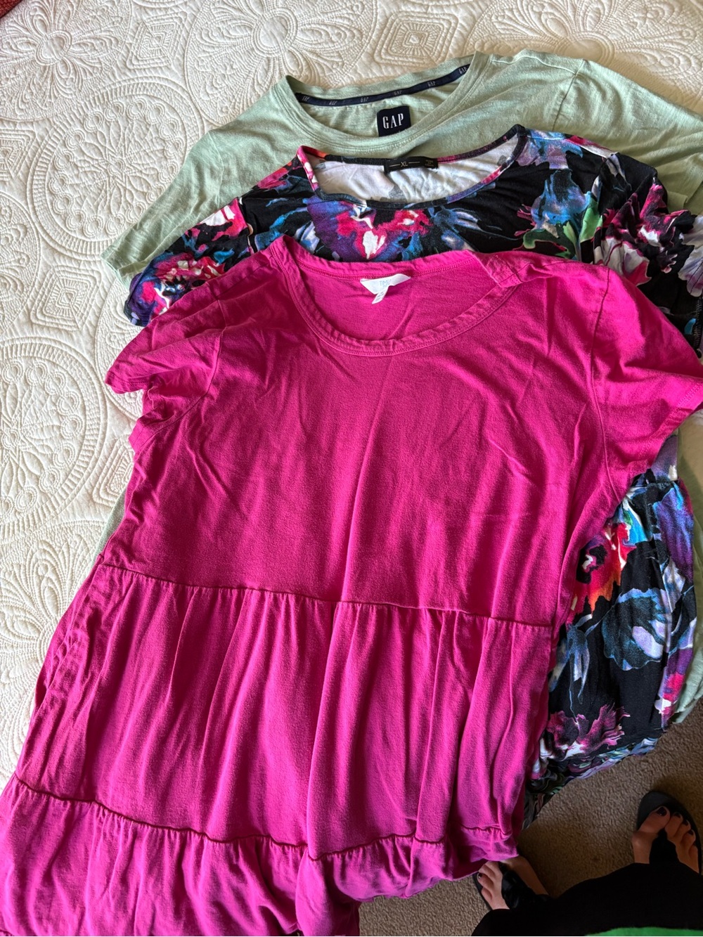 Bundle of 3 GAP Pink/Multi/ Green Tiered Short Sleeve Dresses
